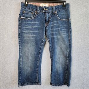Levis 504 Slouch Cropped Jeans 9 Blue Medium Wash Flap Pocket Y2K Capri Denim